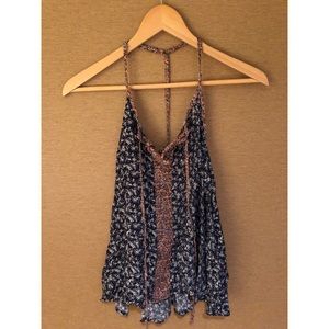 Lace up patterned top